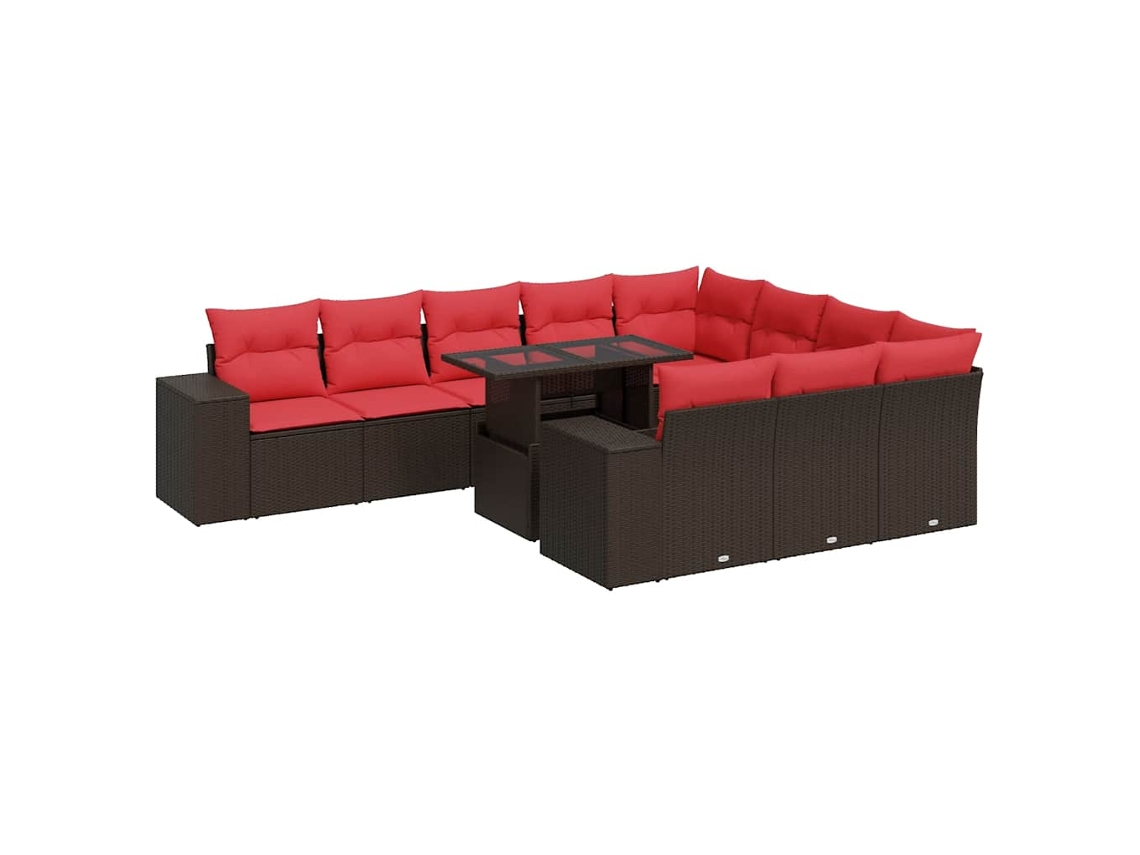 Maison Exclusive - Set De Sofás De Jardín 11 Pzas Cojines Ratán Sintético Marrón