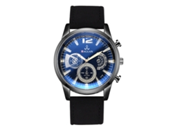 Reloj Hombre De Moda Con Correa De Cuero Pu Y Dial De Tres Ojos Negro Azul