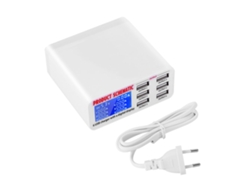 Estación De Carga Usb De 6 Puertos Y 6 A Con Pantalla Lcd, Carga Rápida Y Detección Inteligente.