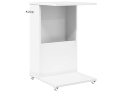 Mesa de comedor | Mesa auxiliar con ruedas, blanca, 40 x 35 x 60 cm, madera tratada.