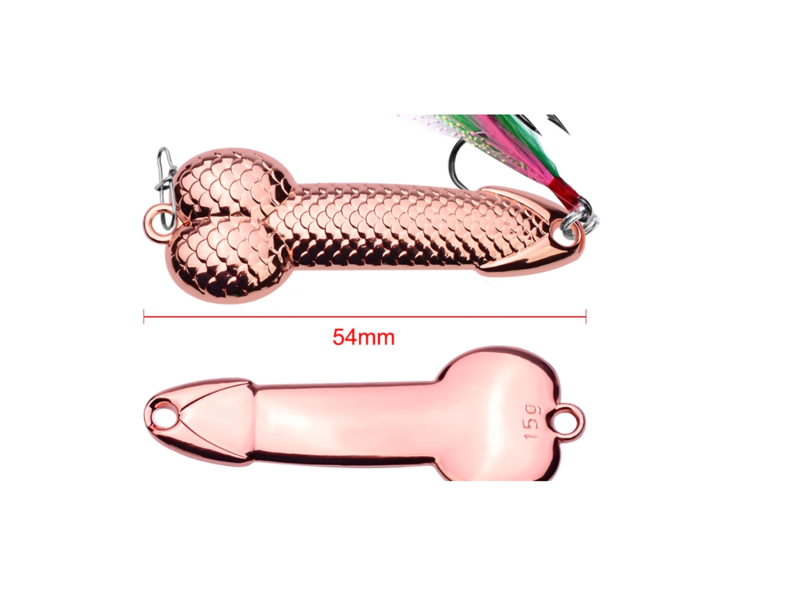 Cuchara de pesca con anzuelo Secuoyas y pluma, cebo metálico, 15 g, 54 mm, oro rosa, para agua dulce y salada.