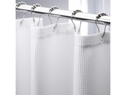 Cortina de ducha estilo gofre de 180 x 180 cm con 12 ganchos, poliéster de acero inoxidable resistente al moho, estampado de cubos, MDUG