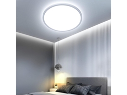 Lámpara De Techo Led Redonda, 24w, 6500k, 2400lm, Ip44, Ø23cm, Para Salón, Dormitorio Y Cocina.