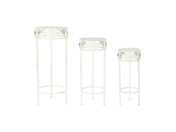 Set 3 Mesita Auxiliar Metal Blanco 30,5x30,5x70cm
