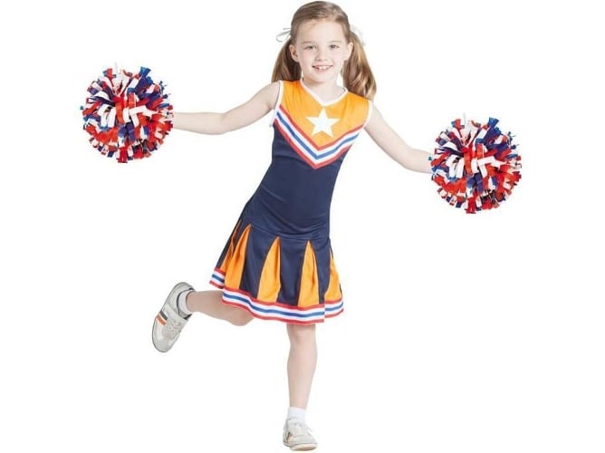 Disfraz de Niña DISFRAZZES Animadora Azul Y Naranja (Talla: 7 a 9 años)
