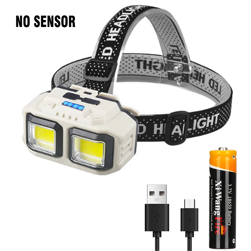 Linterna frontal LED con sensor, recargable por USB, impermeable, ideal para pesca, minería y camping. Aeuzwr