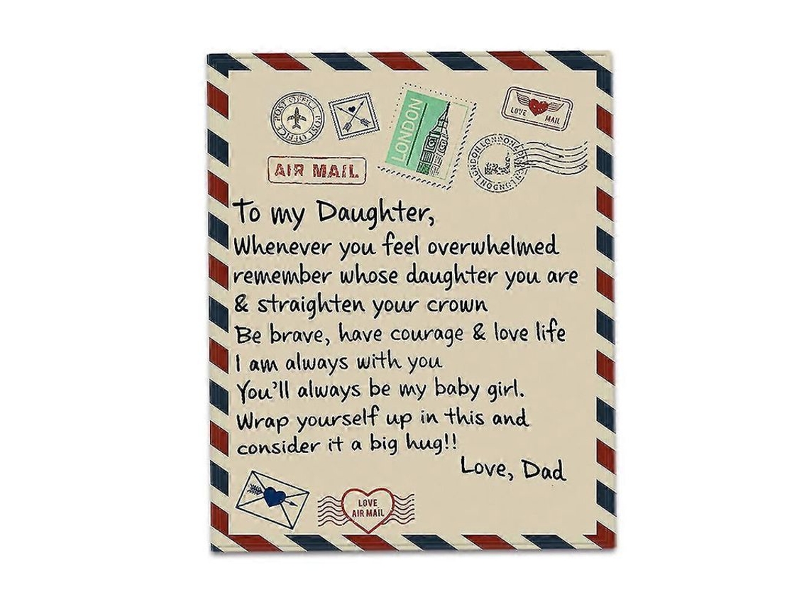 2026-manta De Lana Para Mi Hija Con Carta Impresa, Edredón De Lana Con Frases De Aliento De Papá, Regalo Significativo Todo El Año