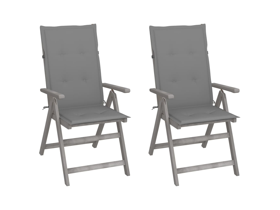 Sillas de jardín reclinables de 2 piezas con cojines DKD Home Decor, acacia maciza