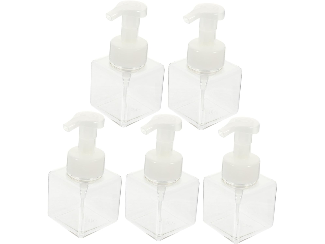Botellas Recargables Portátiles Con Bomba, Juego De 5, De Plástico Cuadrado, 250 Ml, Antigoteo.