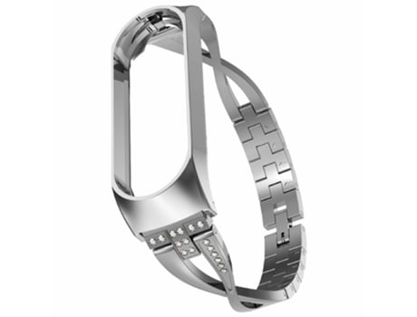 Correa de metal con decoración de diamantes para Xiaomi Mi Band 4/3 - plata