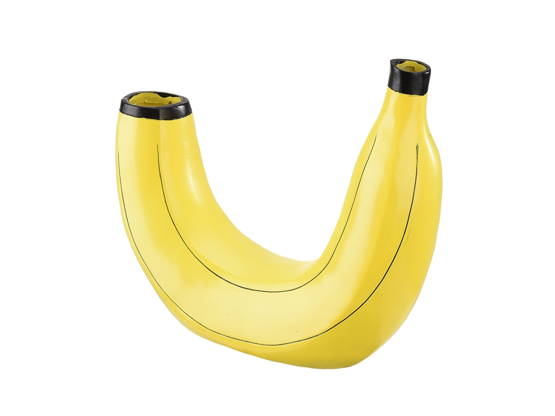 Sencillo arreglo floral decorativo con forma de plátano en un jarrón para el hogar, la sala de estar y el comedor.