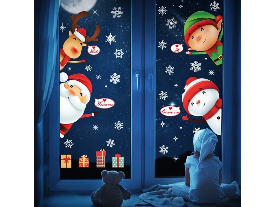 Pegatinas Navideñas, Hojas, Copos De Nieve, Renos, Cristal Blanco (31 X 23 X 4 Cm), Ergonómicas, Para Uso Diario.