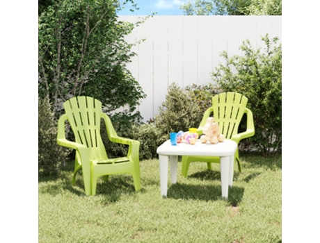 MAISON EXCLUSIVE Sillas de jardín niños 2 uds aspecto madera PP verde 37x34x44cm