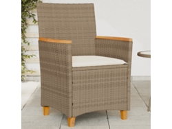 Sillas de jardín DKD Home Decor de 2 piezas con cojines, mimbre/madera beige