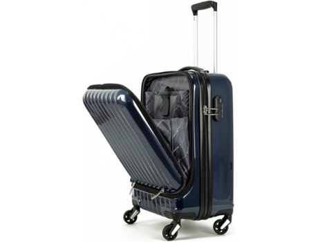 Maleta Equipaje De Mano Cabina Trolley De Viaje 4 Ruedas Giratorias Abertura Frontal Y Lateral (Azul Marino) COSHANO