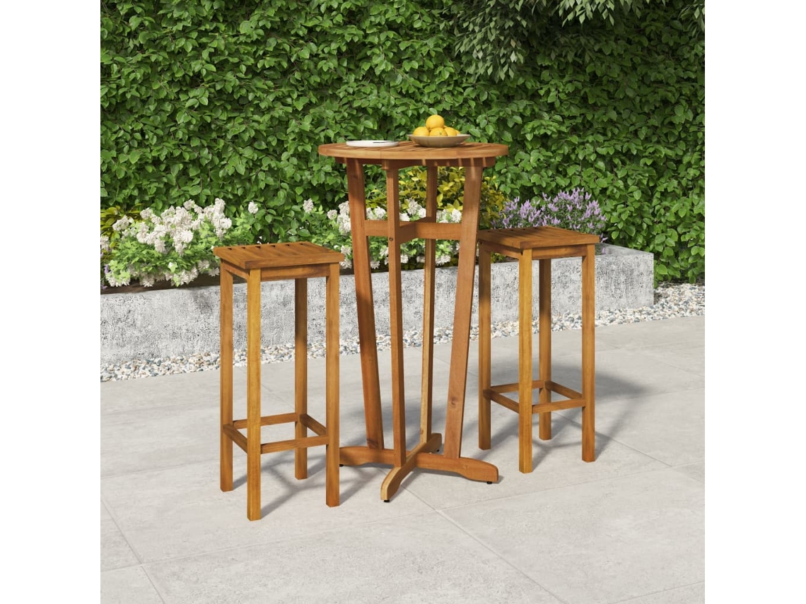 Conjunto de bar de jardín de 3 piezas DKD Home Decor en madera maciza de acacia