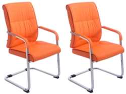 Juego de 2 sillas cantilever Anubis XXL de piel sintética naranja CLP