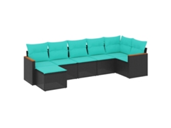 Maison Exclusive - Conjunto De Sofá De Jardín De 7 Piezas Con Cojines, De Poliratán Negro