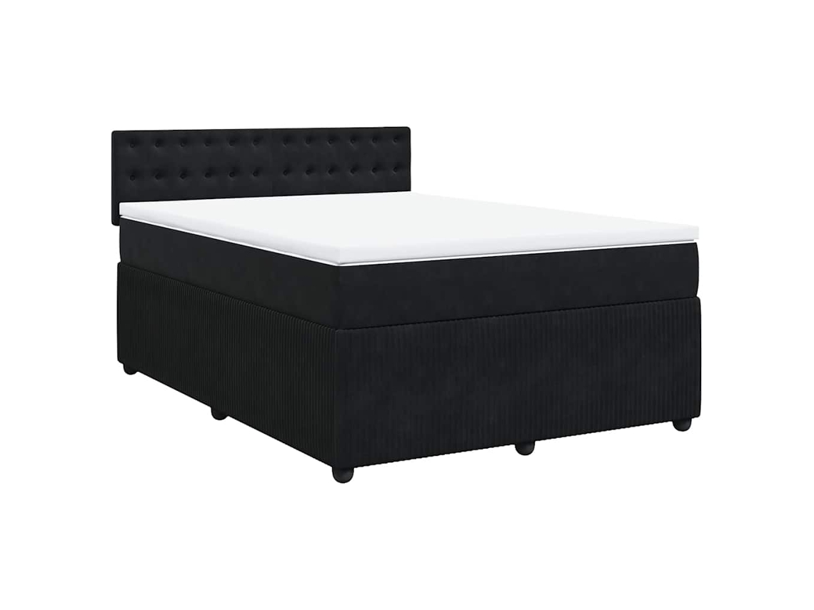 Maison Exclusive - Cama Box Spring Con Colchón Terciopelo Negro 160x200 Cm