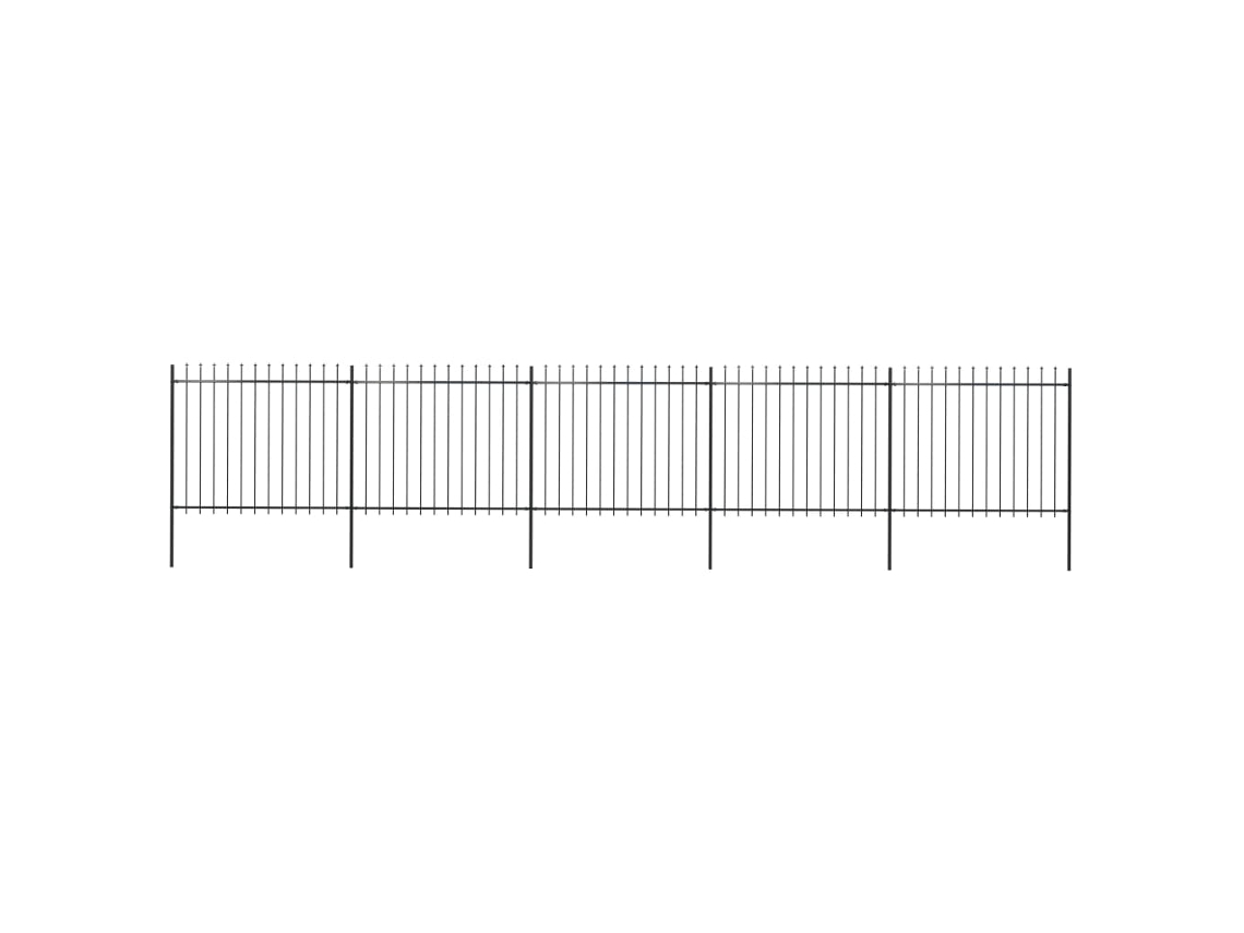 Valla de jardín con punta de lanza, 8,5 x 1,5 m, acero negro, DKD HOME DECOR