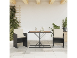 Conjunto de bistró de 3 piezas con cojines en mimbre sintético negro de Dkd Home Decor