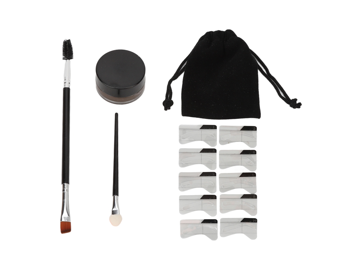 Kit Resistente Al Agua Para Dar Forma A Las Cejas Con Tres Pinceles - Marrón Oscuro