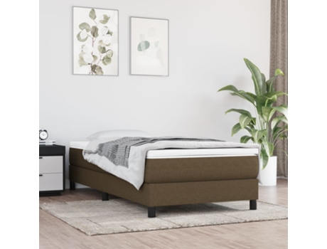 vidaXL Cama con somier y colchón 90x200 cm tela marrón oscuro