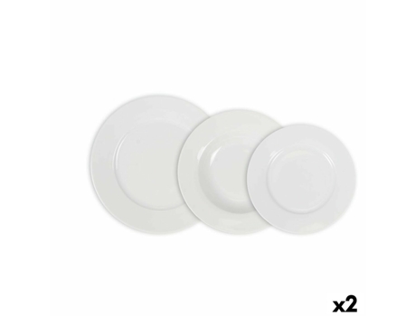 Set de Vajilla LA MEDITERRÁNEA Aneto Blanco Redonda 18 Piezas (2 Unidades)
