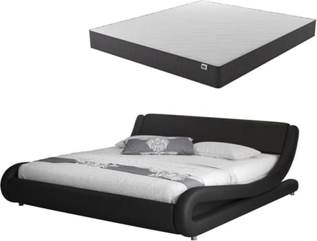 Cama con Colchón Texas BEAUTIFUL MUEBLES Alessia (Compatible con Colchón: 135x190 cm - Polipiel - Negro)