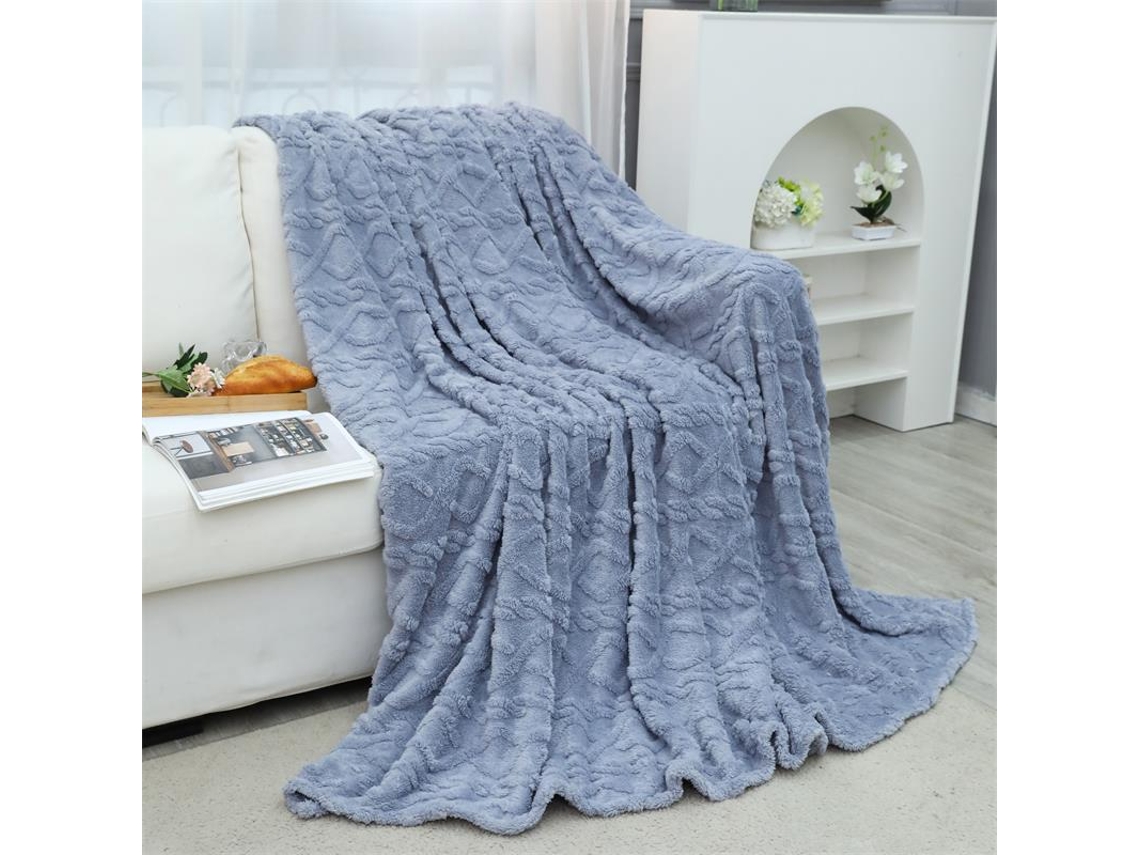 Cobertores Macios e Aconchegantes para Cama Sofá e Loveseat-Schonglian Veludo Azul Fumaça 180x200cm