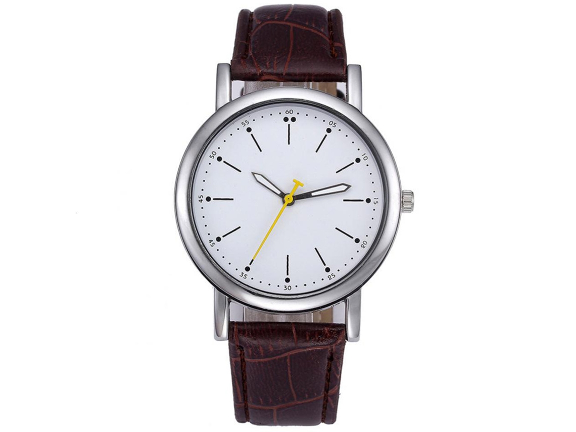 Reloj De Pulsera Analógico Unisex De Cuarzo Con Correa De Cuero Pu Simple Y Moderno (blanco)