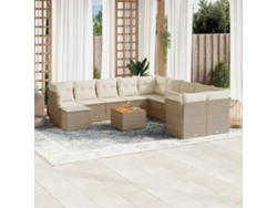 Conjunto de 12 sofás de jardín con cojines de mimbre beige de DKD Home Decor