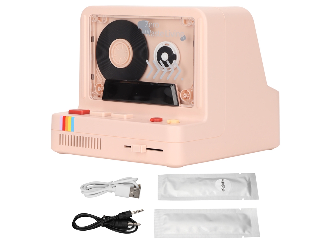 Reproductor De Casetes Estéreo Portátil Retro Con Bluetooth, Entrada Aux Y Ranura Para Tarjeta De Memoria - Rosa