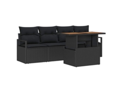 Maison Exclusive - Conjunto de sofás de jardín de ratán sintético negro de 5 piezas