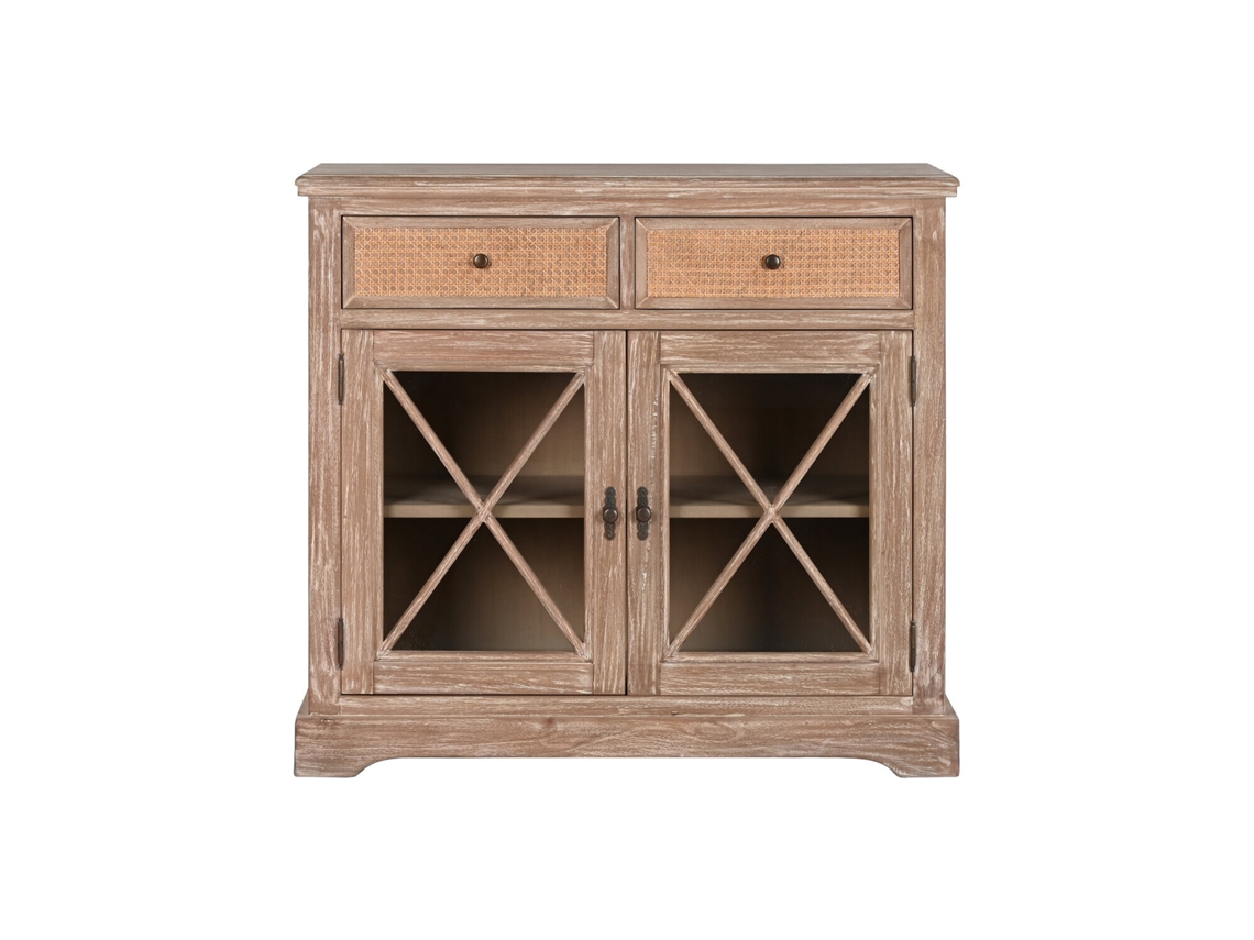 Aparador Madera De Bayur Ratán 100x45x90cm