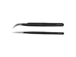Juego De Pinzas Curvas Y Rectas De Aleación De Aluminio Antimagnéticas Para Soldadura De Pcb, Color Negro.
