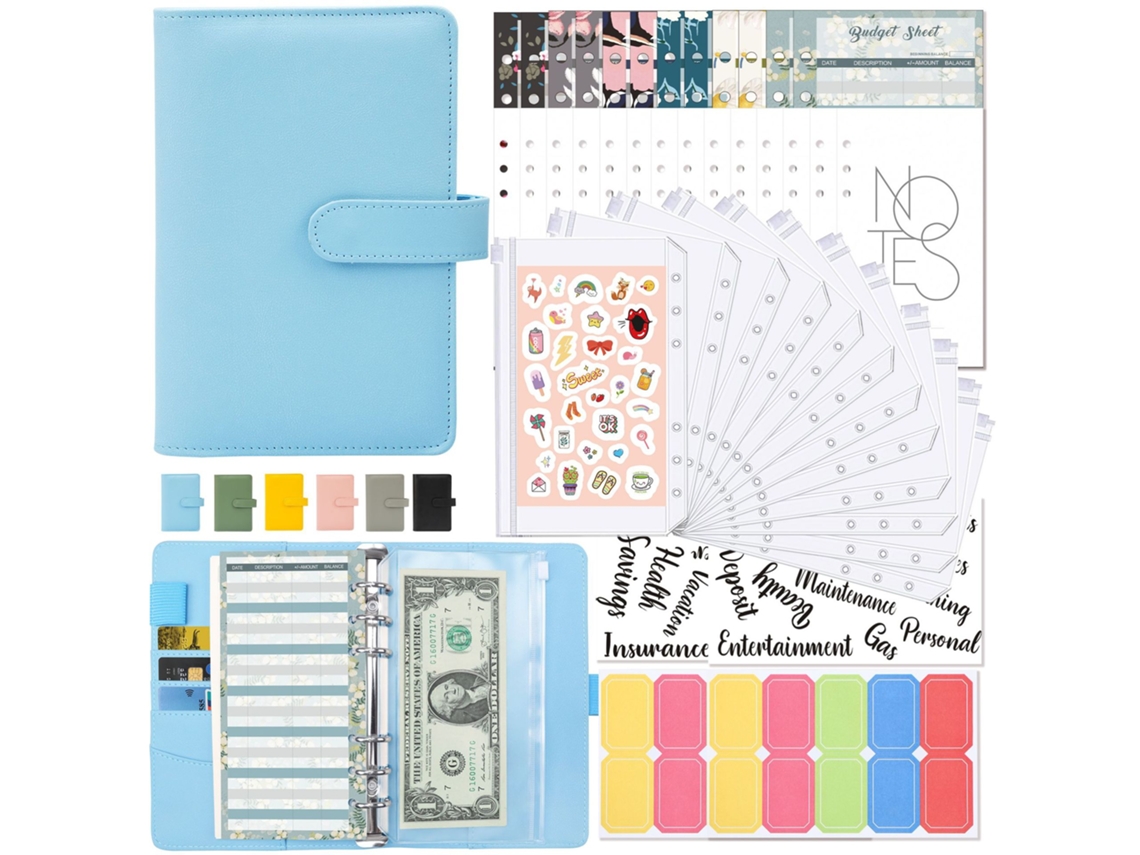 Funda económica para libreta A6 con bolsillo con cremallera MDUG (azul)