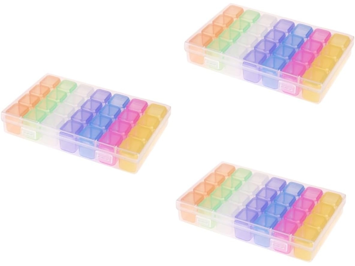 Nuobesty Juego De 3 Cajas Para Guardar Joyas, 28 Compartimentos, Mini Cajas De Plástico