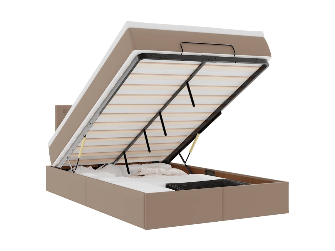 Maison Exclusive - Estructura Cama Otomana Colchón Cuero Sintético Cappucino