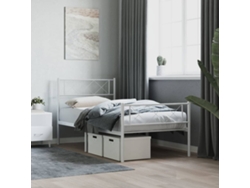 Estructura Cama Sin Colchón Con Estribo Metal Blanco 107x203 Cm