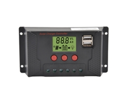 Controlador De Carga Solar Pwm De 12v/24v Y 10a Con Pantalla Lcd Y 2 Puertos Usb Para Baterías.