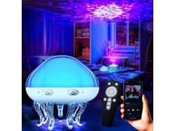 Luz nocturna con proyección de ondas de medusas, proyección de techo 3 en 1, ruido blanco, con control remoto Bisbisous (blanco)
