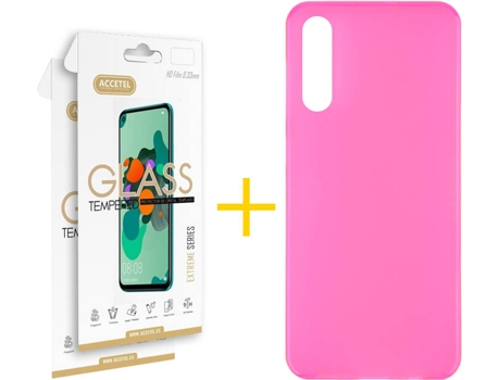 Carcasa + 2 Protectores de Pantalla Samsung A70 ACCETEL Rosa