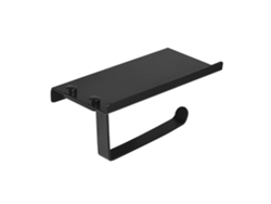 Soporte de papel higiénico de pared, aluminio espacial, negro.
