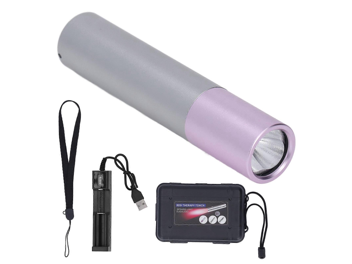 Linterna de iluminación infrarroja cercana 630 660 850nm con cubierta púrpura, LED y luz roja.