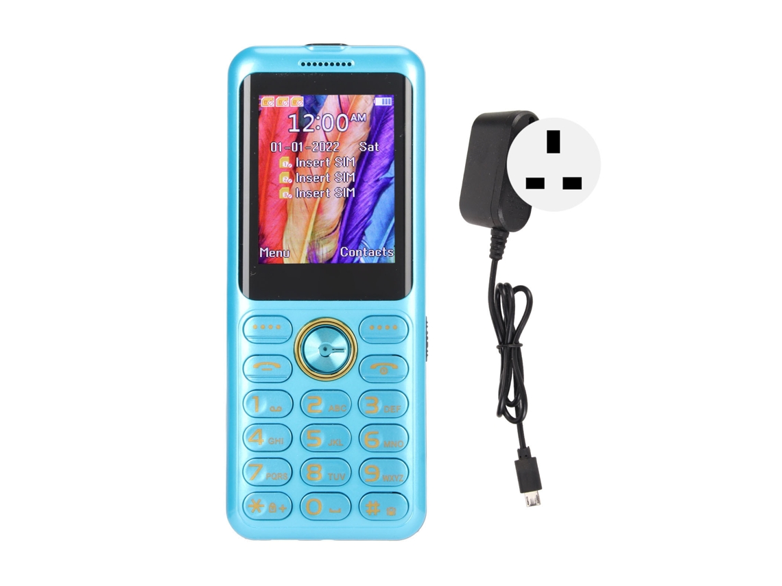 Teléfono Móvil Básico 2g Para Personas Mayores Con Botones Grandes, 3 Ranuras Sim, 3 Horas De Espera, Batería De 2500 Mah, Azul, Reino Unido