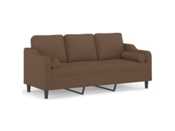 Maison Exclusive - Sofá De 3 Plazas Con Cojines Tela Marrón 180 Cm