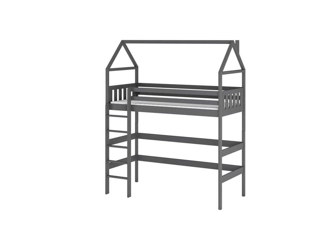 Cama Infantil FURNLUX Gloria (Grafito, Madera Maciza - 98X198X227 Cm / 90X190 Cm)