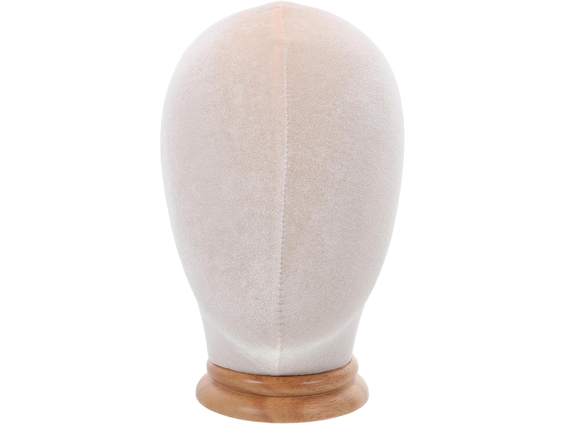 Soporte Madera Independiente Exhibición Sombreros Cabeza Maniquí Terciopelo Beige Versátil Pelucas Gorros