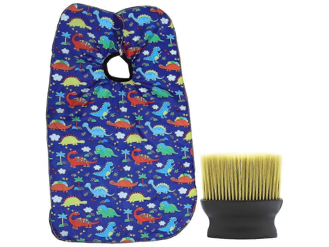 1 Conjunto de capa de peluquería infantil con diseño de dibujos animados y cepillo de barbero reutilizable - Fcy